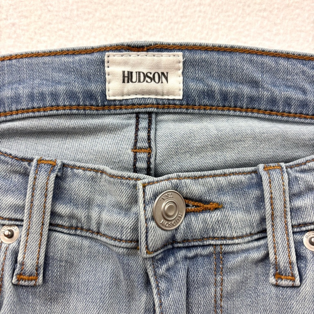 Hudson Harkin Light Wash Lowrise Ripped Cuffed Hem Skinny Ankle Jeans (27) - Picture 11 of 16